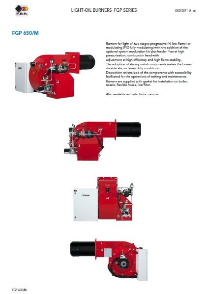Каталог дизельных горелок FBR FGP 650/M